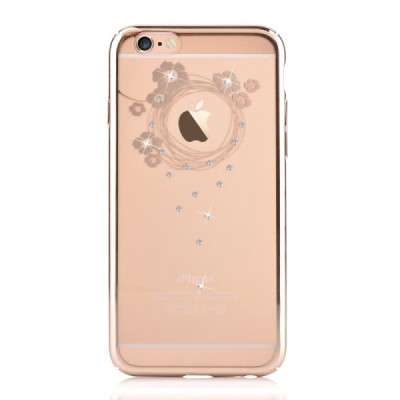 Apple iPhone 6 (6s) Devia Crystal Garland Swarovski plastikinis skaidrus permatomas auksinis dėklas su kristalais / Priedai.lt