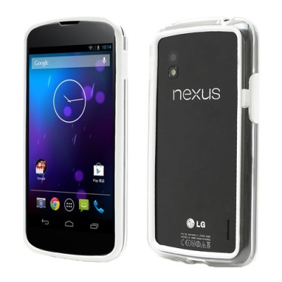 Skaidrus, baltas Nexus 4 E960 kraštų apvadas (rėmelis) / Priedai.lt
