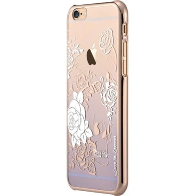 Apple iPhone 6 (6s) Devia Crystal Charm Swarovski plastikinis skaidrus permatomas auksinis (violetinis) dėklas su kristalais / P