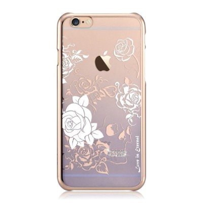 Apple iPhone 6 (6s) Devia Crystal Charm Swarovski plastikinis skaidrus permatomas auksinis (violetinis) dėklas su kristalais / P