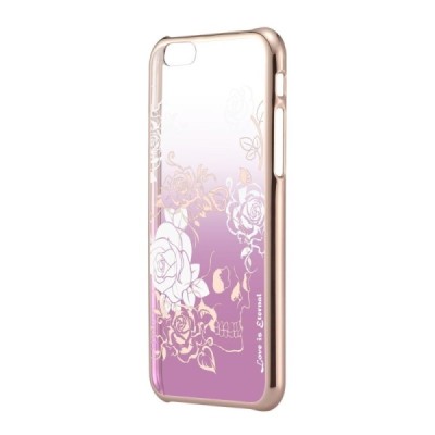 Apple iPhone 6 (6s) Devia Crystal Charm Swarovski plastikinis skaidrus permatomas auksinis (violetinis) dėklas su kristalais / P