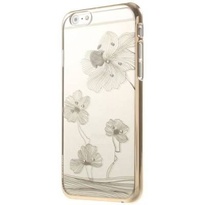 Apple iPhone 6 (6s) X-Fitted Crystal Icon Pro Lotus Swarovski plastikinis skaidrus permatomas auksinis dėklas su kristalais / Pr