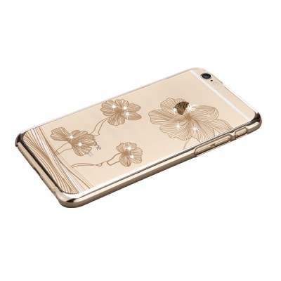 Apple iPhone 6 (6s) X-Fitted Crystal Icon Pro Lotus Swarovski plastikinis skaidrus permatomas auksinis dėklas su kristalais / Pr