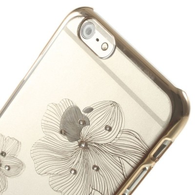 Apple iPhone 6 (6s) X-Fitted Crystal Icon Pro Lotus Swarovski plastikinis skaidrus permatomas auksinis dėklas su kristalais / Pr