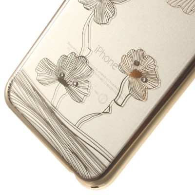 Apple iPhone 6 (6s) X-Fitted Crystal Icon Pro Lotus Swarovski plastikinis skaidrus permatomas auksinis dėklas su kristalais / Pr