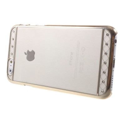 Apple iPhone 6 (6s) X-Fitted Crystal Icon Pro Lace Swarovski plastikinis skaidrus permatomas auksinis dėklas su kristalais / Pri