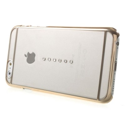 Apple iPhone 6 (6s) X-Fitted Crystal Icon Pro Waterdrop Swarovski plastikinis skaidrus permatomas auksinis dėklas su kristalais 