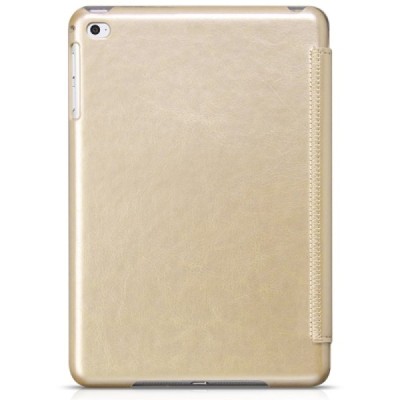 Prabangus „HOCO“ Retro Crystal serijos odinis atverčiamas auksinis Apple iPad mini 4 (iPad mini 2019) dėklas / Priedai.lt