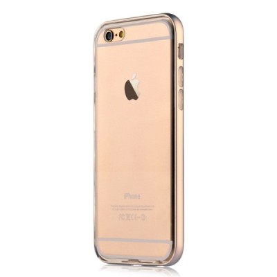 Apple iPhone 6 (6s) Devia Fresh plastikinis skaidrus permatomas dėklas su auksiniu rėmeliu / Priedai.lt
