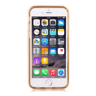 Apple iPhone 6 (6s) Devia Fresh plastikinis skaidrus permatomas dėklas su auksiniu rėmeliu / Priedai.lt