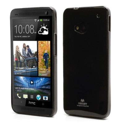 HTC One M7 juodas Mercury kieto silikono (TPU) dėklas / Priedai.lt
