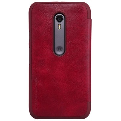 Prabangus „Nillkin“ Qin serijos raudonas odinis atverčiamas Motorola Moto G 3 kartos (Gen 3) dėklas / Priedai.lt