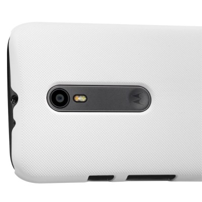 Motorola Moto G 3 kartos (Gen 3) Nillkin Frosted Shield baltas plastikinis dėklas + apsauginė ekrano plėvelė / Priedai.lt