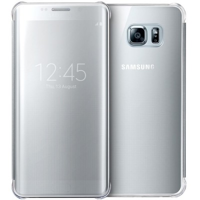 Samsung Galaxy S6 Edge+ Plus (G928) originalus Clear View Cover atverčiamas sidabrinis dėklas / Priedai.lt