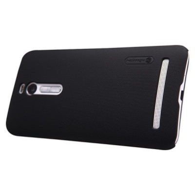 Asus Zenfone 2 5.5 (ZE550ML, ZE551ML) Nillkin Frosted Shield juodas plastikinis dėklas + apsauginė ekrano plėvelė / Priedai.lt