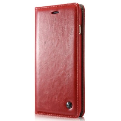 Samsung Galaxy S5 mini (G800) „CaseMe“ solidus atverčiamas raudonas odinis dėklas - knygutė / Priedai.lt