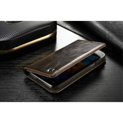 Samsung Galaxy S5 mini (G800) „CaseMe“ solidus atverčiamas rudas odinis dėklas - knygutė / Priedai.lt