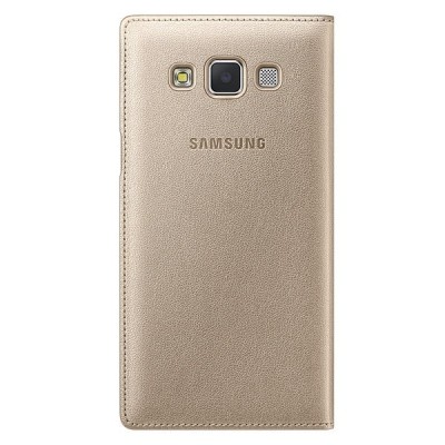 Samsung Galaxy A5 S View Cover atverčiamas auksinis odinis dėklas / Priedai.lt