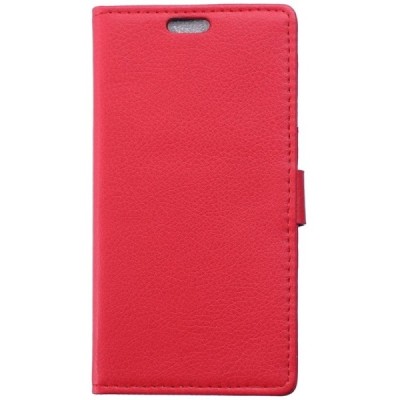 Asus Zenfone 2 5.0 (ZE500CL) atverčiamas raudonas odinis Litchi dėklas - piniginė / Priedai.lt