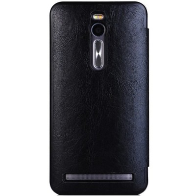 Asus Zenfone 2 5.5 (ZE550ML, ZE551ML) solidus atverčiamas juodas odinis dėklas - knygutė / Priedai.lt