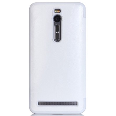 Asus Zenfone 2 5.5 (ZE550ML, ZE551ML) solidus atverčiamas baltas odinis dėklas - knygutė / Priedai.lt