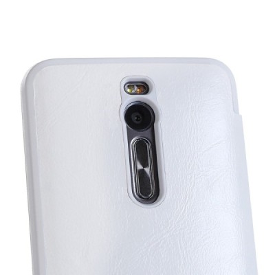 Asus Zenfone 2 5.5 (ZE550ML, ZE551ML) solidus atverčiamas baltas odinis dėklas - knygutė / Priedai.lt