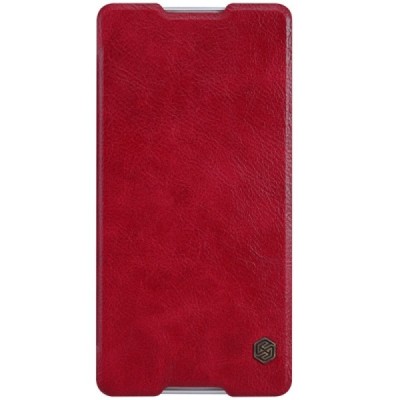 Prabangus „Nillkin“ Qin serijos raudonas odinis atverčiamas Sony Xperia C5 Ultra dėklas / Priedai.lt
