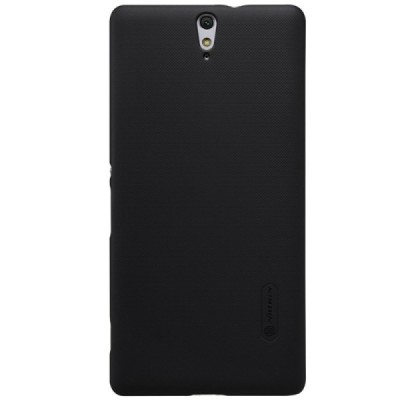 Sony Xperia C5 Ultra Nillkin Frosted Shield juodas plastikinis dėklas + apsauginė ekrano plėvelė / Priedai.lt