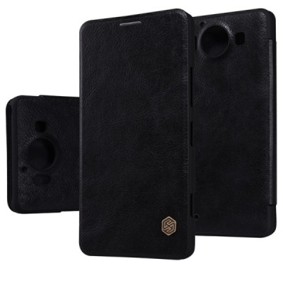 Prabangus „Nillkin“ Qin serijos juodas odinis atverčiamas Microsoft Lumia 950 dėklas / Priedai.lt