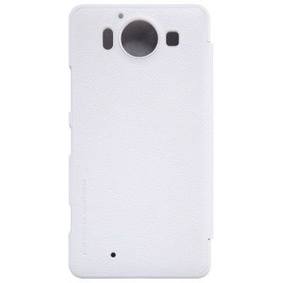 Prabangus „Nillkin“ Qin serijos baltas odinis atverčiamas Microsoft Lumia 950 dėklas / Priedai.lt