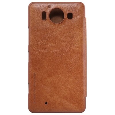 Prabangus „Nillkin“ Qin serijos rudas odinis atverčiamas Microsoft Lumia 950 dėklas / Priedai.lt