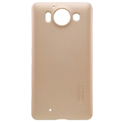 Microsoft Lumia 950 Nillkin Frosted Shield auksinis plastikinis dėklas + apsauginė ekrano plėvelė / Priedai.lt