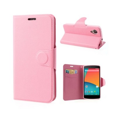 Atverčiamas rožinis LG Nexus 5 E980 dėklas - piniginė / Priedai.lt