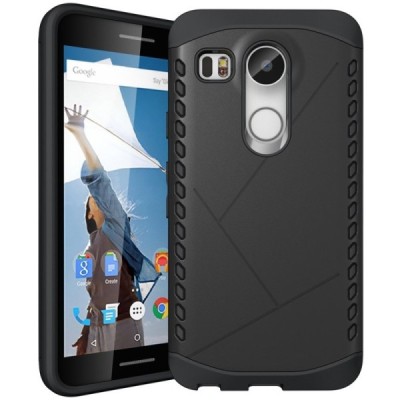 Sustiprintos apsaugos LG Nexus 5X juodas kieto silikono (TPU) ir plastiko dėklas / Priedai.lt