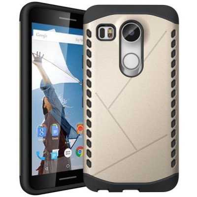 Sustiprintos apsaugos LG Nexus 5X auksinis kieto silikono (TPU) ir plastiko dėklas / Priedai.lt