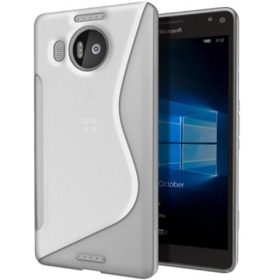 Microsoft Lumia 950 XL kieto silikono TPU skaidrus pilkas dėklas - nugarėlė / Priedai.lt