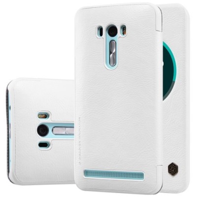 Prabangus „Nillkin“ Qin serijos baltas odinis atverčiamas Asus Zenfone Selfie (ZD551KL) dėklas - knygutė / Priedai.lt