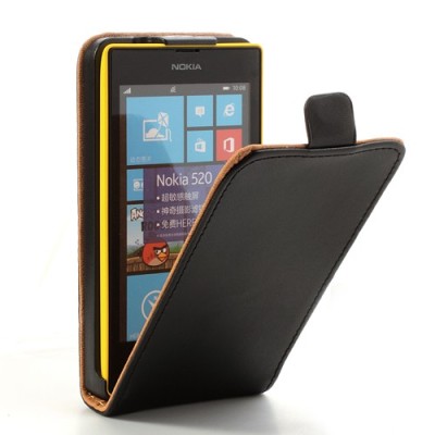 Juodas atverčiamas Nokia Lumia 520 dėklas (dėkliukas) / Priedai.lt