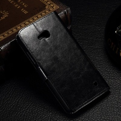 Microsoft Lumia 550 atverčiamas juodas odinis dėklas - piniginė / Priedai.lt