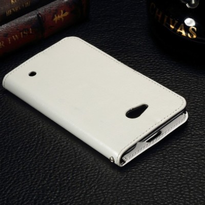 Microsoft Lumia 550 atverčiamas baltas odinis dėklas - piniginė / Priedai.lt