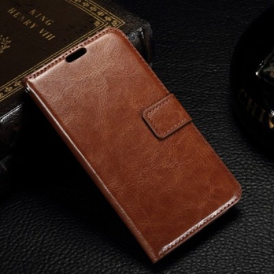 Microsoft Lumia 550 atverčiamas rudas odinis dėklas - piniginė / Priedai.lt
