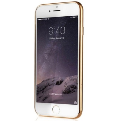 Apple iPhone 6 (6s) „Baseus“ Shining Case TPU silikoninis skaidrus permatomas itin plonas dėklas su auksiniu rėmeliu / Priedai.l