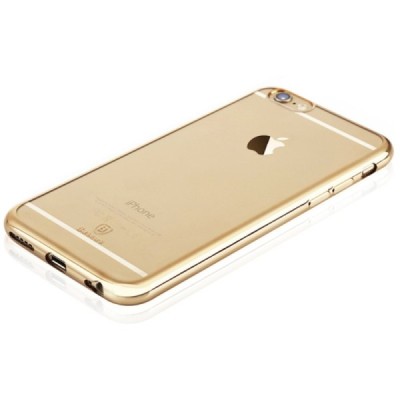 Apple iPhone 6 (6s) „Baseus“ Shining Case TPU silikoninis skaidrus permatomas itin plonas dėklas su auksiniu rėmeliu / Priedai.l