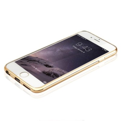 Apple iPhone 6 (6s) „Baseus“ Shining Case TPU silikoninis skaidrus permatomas itin plonas dėklas su auksiniu rėmeliu / Priedai.l