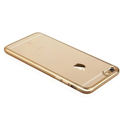 Apple iPhone 6 (6s) „Baseus“ Shining Case TPU silikoninis skaidrus permatomas itin plonas dėklas su auksiniu rėmeliu / Priedai.l
