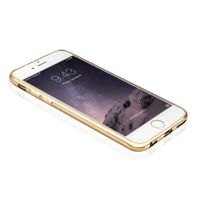 Apple iPhone 6 (6s) „Baseus“ Shining Case TPU silikoninis skaidrus permatomas itin plonas dėklas su auksiniu rėmeliu / Priedai.l