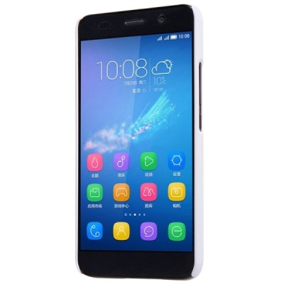 Huawei Y6 Nillkin Frosted Shield baltas plastikinis dėklas + apsauginė ekrano plėvelė / Priedai.lt