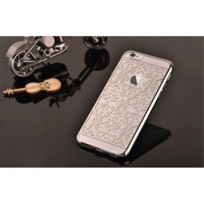 Apple iPhone 6 (6s) Devia Crystal Baroque Swarovski plastikinis skaidrus permatomas sidabrinis dėklas / Priedai.lt