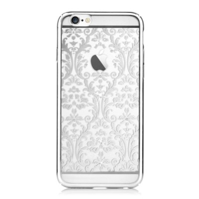 Apple iPhone 6 (6s) Devia Crystal Baroque Swarovski plastikinis skaidrus permatomas sidabrinis dėklas / Priedai.lt