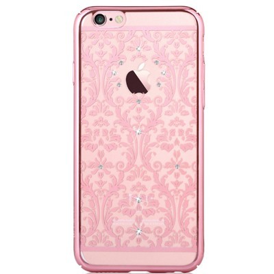 Apple iPhone 6 (6s) Devia Crystal Baroque Swarovski plastikinis skaidrus permatomas rožinis dėklas / Priedai.lt